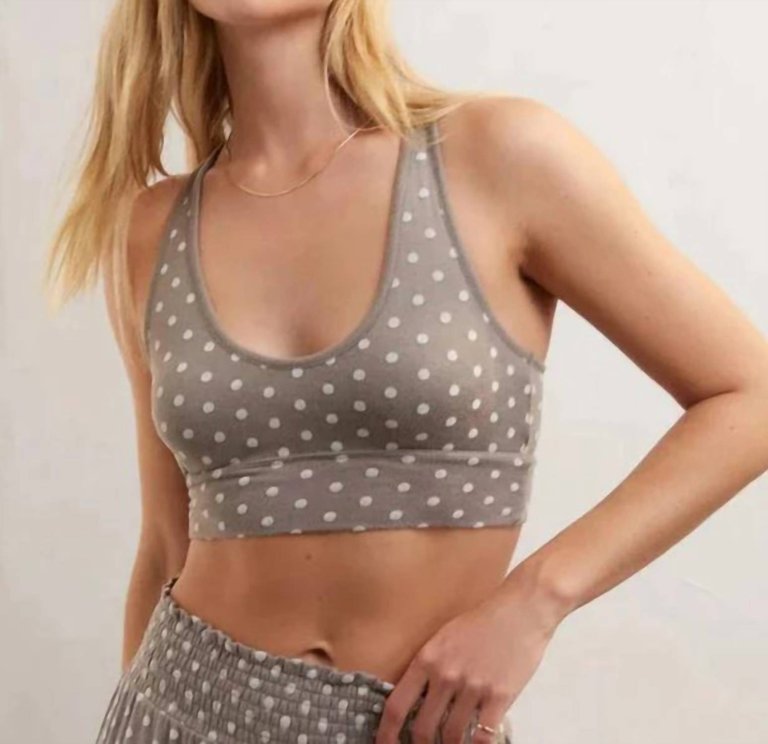 V-Neck Dot Tank Bra In Warm Cocoa - Warm Cocoa