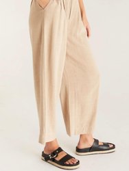 Wide Legged High-Rise Farah Linen Pant In Warm Sands
