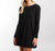 Willa Brushed Swing Dress In Black - Black