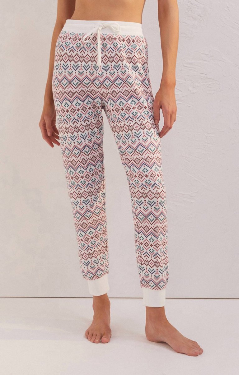 Women's Twilight Fair Isle Jogger In Bone - Bone