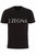 Men Large Front Logo Short Sleeve Crew Neck Cotton T-Shirt In Black - Black