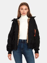 Kite Fur Lined Nylon Bomber Jacket - Noir