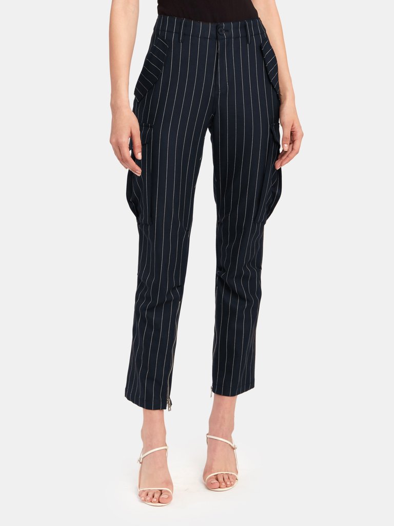 Palmy Pinstripe Pants - Navy