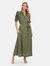 Ray Satin Puff Sleeve Maxi Dress - Khaki