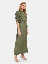 Ray Satin Puff Sleeve Maxi Dress