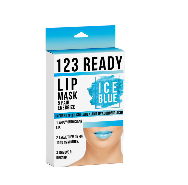 123 Ready Ice Blue Energize Gel Lip Patches 5pc