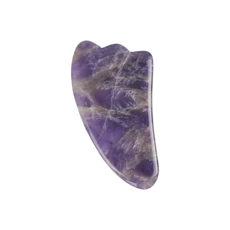 Amethyst Gua Sha Fin Shaped Tool, Body Facial Massage Scraping