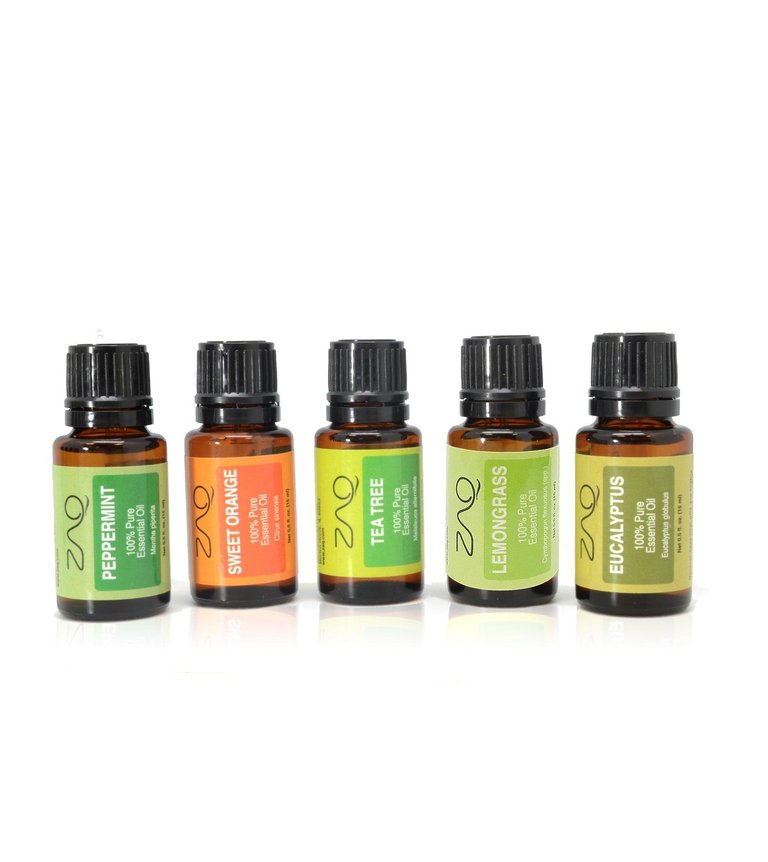 Gift Set-5 Pack - Essential Oils - (Eucalyptus, Lemongrass, Orange, Peppermint, Tea Tree)