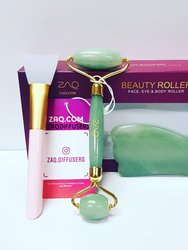 Jade Facial Roller, Gua Sha Board + Brush 2019