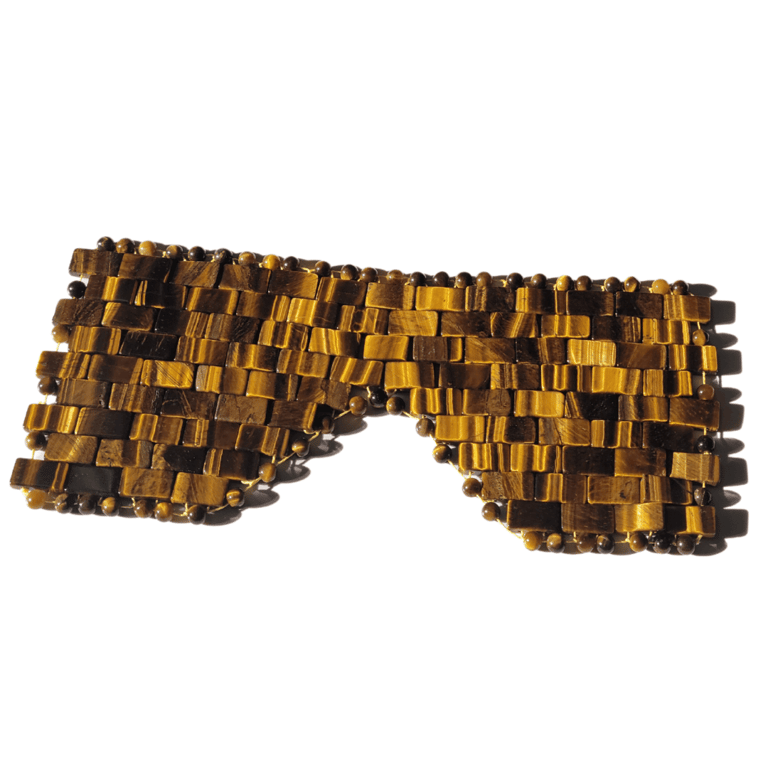 Tiger Eye Gemstone Eye Mask - Handmade - Brown