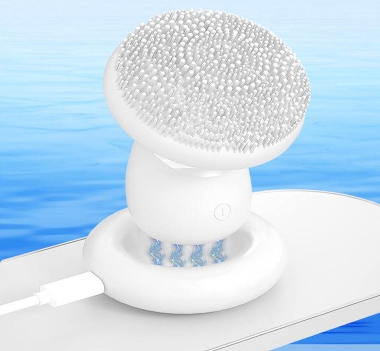 Vera Waterproof Facial Cleansing Brush With Pulse Acoustic Wave Vibration, And Magnetic Beads - White