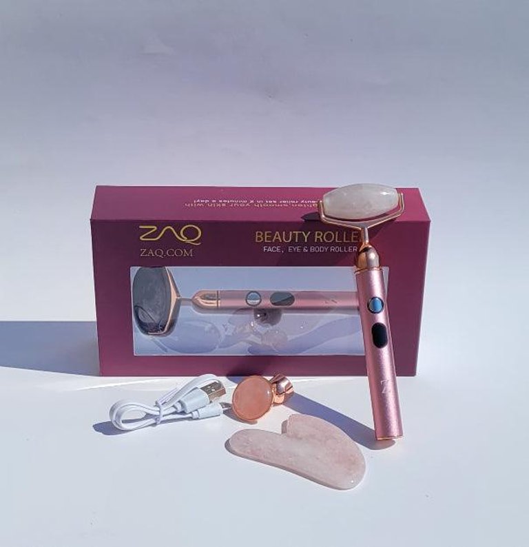 Zainab Beauty Sana Rose Quartz Vibrating Changeable Face Rollers With Gua Sha