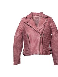 Blue Motorcycle Jacket - Maroon