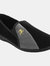 Mens Aaron Twin Gusset Velour Slippers - Black/Grey - Black/Grey