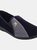 Mens Aaron Twin Gusset Velour Slippers - Navy Blue/Grey - Navy Blue/Grey