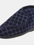 Mens Bertie Check Velour Touch Fastening Bootee Slippers - Navy Blue