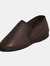 Mens Ivor Grain Upper Twin Gusset Slippers - Brown