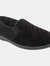 Mens Kevin Velour Twin Gusset Slippers - Black - Black