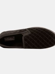 Mens Kevin Velour Twin Gusset Slippers (Brown)