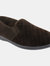 Mens Kevin Velour Twin Gusset Slippers (Brown) - Brown