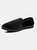 Mens Richard Striped Twin Gusset Velour Slippers - Black