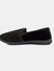 Mens Richard Striped Twin Gusset Velour Slippers - Black