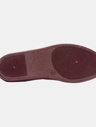 Womens/Ladies Janice Touch Fastening Floral Slippers (Wine)