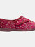 Womens/Ladies Janice Touch Fastening Floral Slippers (Wine)