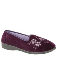 Womens/Ladies Jenny Embroidered Slippers - Purple - Purple