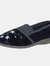 Womens/Ladies Joanna Embroidered Slippers (Navy) - Navy
