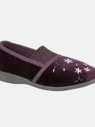 Womens/Ladies Joanna Embroidered Slippers (Purple)