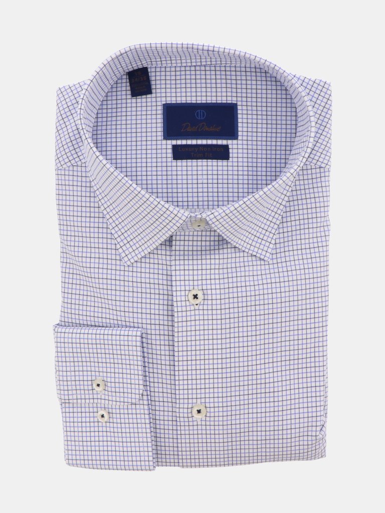 Zegna Men's Black/White Trofeo Checked Dress Shirt - Greystrp