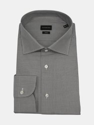 Zegna Men's Black/White Trofeo Checked Dress Shirt - Black/white