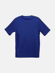 Zegna Men's Medium Blue Solid Satin Jersey Crew-Neck T-Shirt Graphic