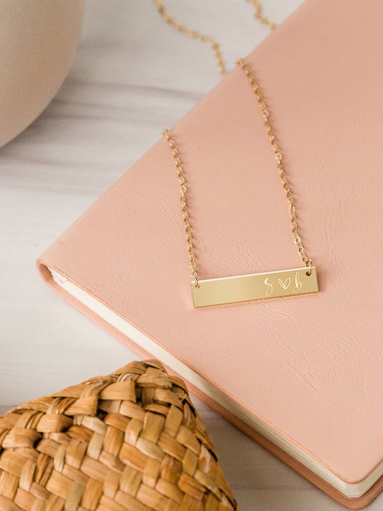 Couples Monogram Bar Necklace