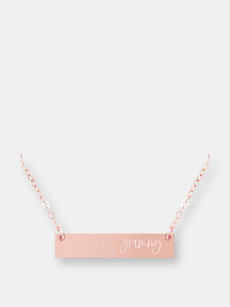 Grammy Bar Necklace - Rose Gold