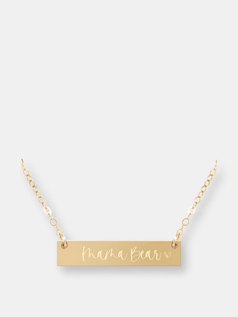 Mama Bear Bar Necklace - Gold