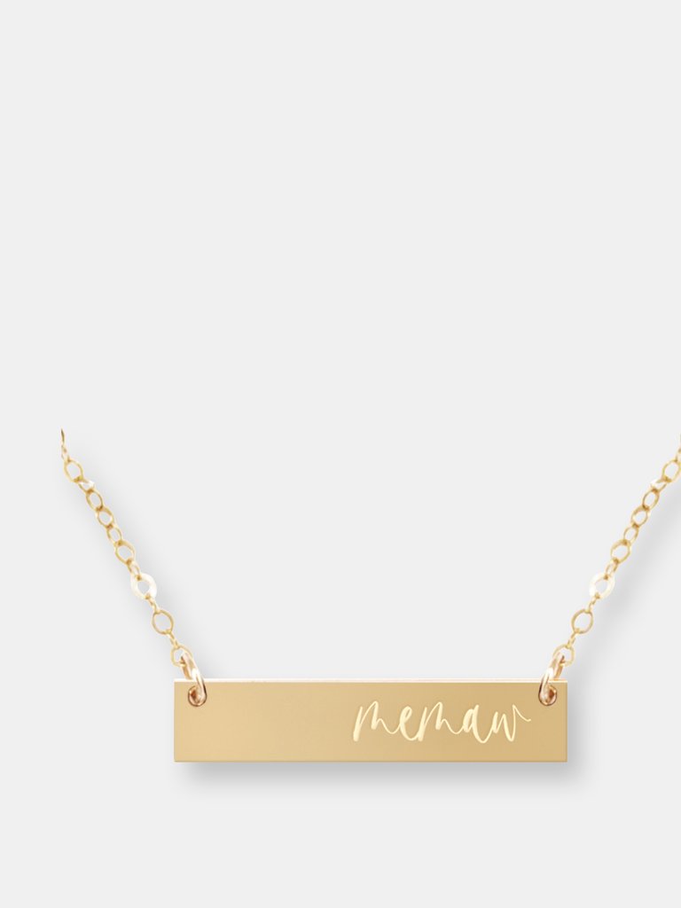 Memaw Bar Necklace - Gold