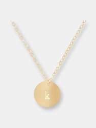 Miraya Mini Monogram Disc Necklace - Gold