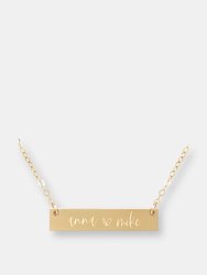 Personalized Couple Names With Heart Bar Necklace - Gold