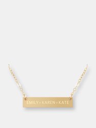 Personalized Kid's Names Bar Necklace - Gold