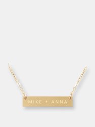 Personalized Modern Couple Names Bar Necklace - Gold