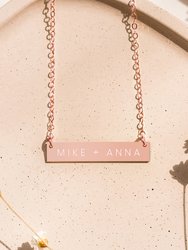 Personalized Modern Couple Names Bar Necklace