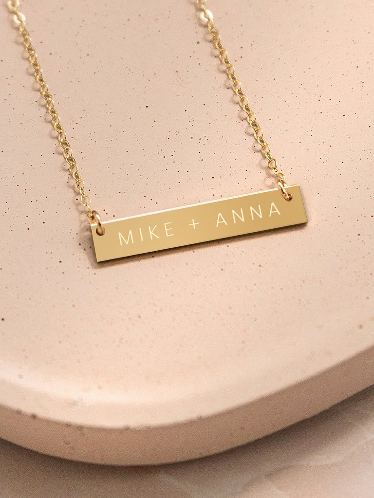 Personalized Modern Couple Names Bar Necklace