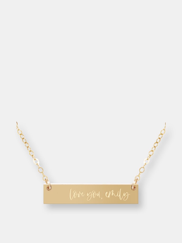 Personalized Name Love You Bar Necklace - Rose Gold