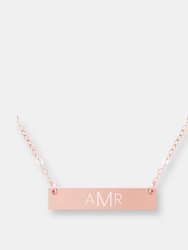 Triple Monogram Bar Necklace - Rose Gold