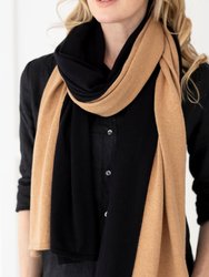 Cashmere Cotton Luxe Travel Scarf - Black And Camel Colorblock