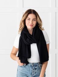 Cashmere Cotton Luxe Travel Scarf - Black - Black