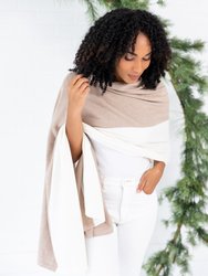 Cashmere Cotton Luxe Travel Scarf - Sandstone And Ivory Colorblock