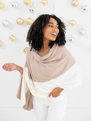 Cashmere Cotton Luxe Travel Scarf - Sandstone And Ivory Colorblock